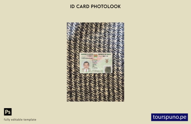 Plantilla FRONTAL de aspecto fotográfico de identificación de Kenia lista para i